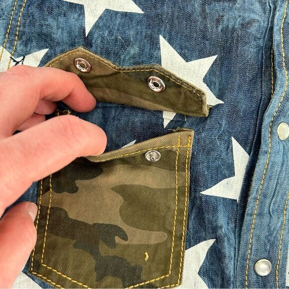 Allston Outfitter Deadstock Fatigue Camo Denim Western Pearl Shirt NWT M - Picture 5 of 8